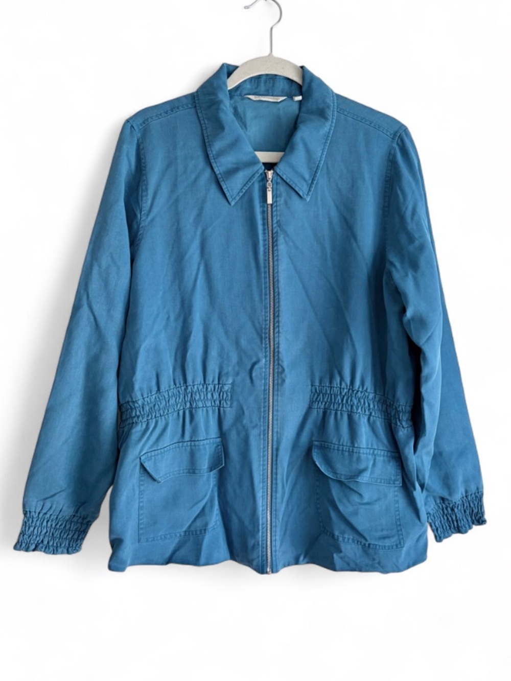 Soft Surroundings Teal Blue Lightweight Zip Up Jacket Size L